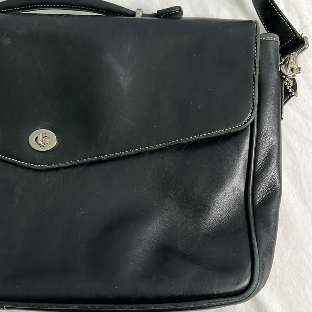 Vintage Y2K Coach Metro Unisex Large Black Leather Briefcase Laptop Bag